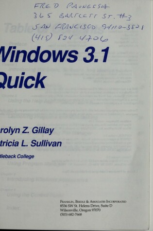 Cover of Windows 3.1 Quick