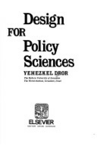 Cover of Design for Policy Sciences