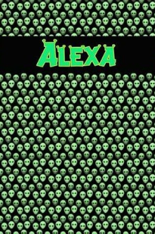 Cover of 120 Page Handwriting Practice Book with Green Alien Cover Alexa