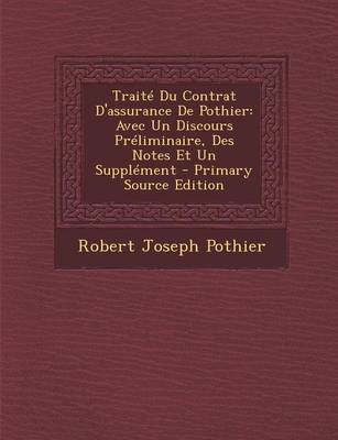 Book cover for Traite Du Contrat D'Assurance de Pothier