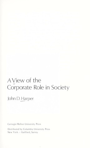Book cover for Harper: A View of the Corporate Role in Society (Cloth)