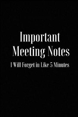 Book cover for Important Meeting Notes I Will Forget in Like 5 Minutes