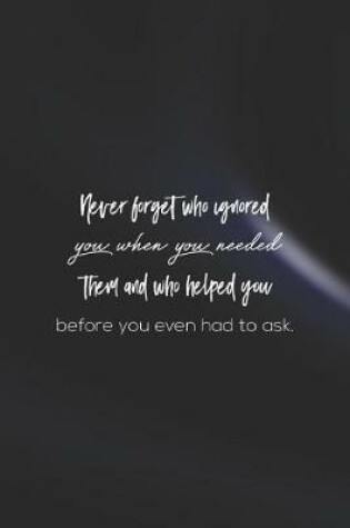 Cover of Never Forget Who Ignored You When You Needed Them And Who Helped You Before You Even Had To Ask