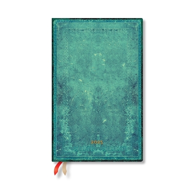 Book cover for Pacific Blue Bold (Old Leather Collection) Maxi 12-month Vertical Hardback Dayplanner 2025 (Elastic Band Closure)