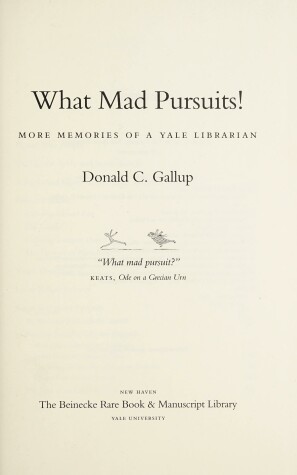 Book cover for What Mad Pursuits!