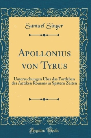 Cover of Apollonius Von Tyrus