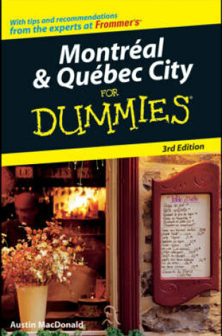 Cover of Montreal and Quebec City For Dummies