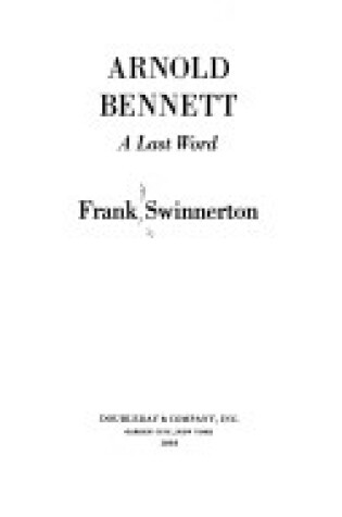 Cover of Arnold Bennett