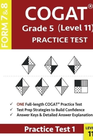 Cover of COGAT Grade 5 Level 11 Practice Test Form 7 And 8