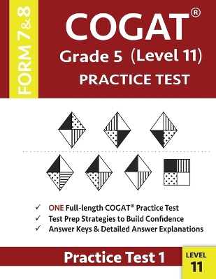 Book cover for COGAT Grade 5 Level 11 Practice Test Form 7 And 8