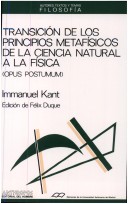 Cover of Transicion de Los Principios Metafisicos de La Ciencia Natural a la Fisica