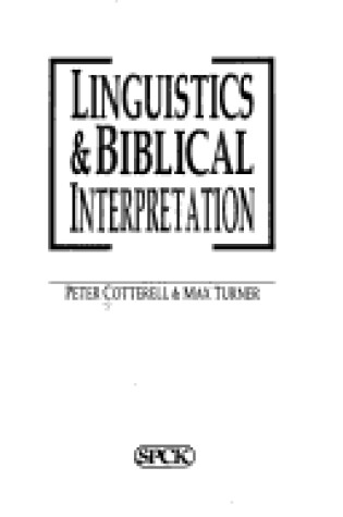 Cover of Linguistics and Biblcial Interpretation