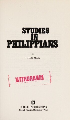 Book cover for Studies in Philippians