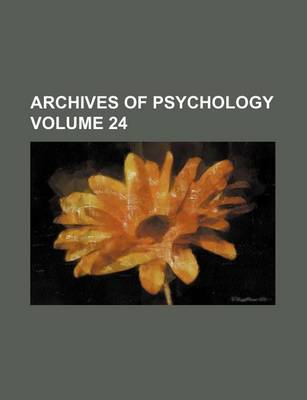 Book cover for Archives of Psychology Volume 24