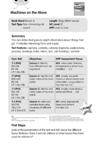 Cover of BC NF Brown A/3C Machines on the Move Guided Reading Card