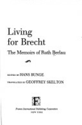 Cover of Living for Brecht