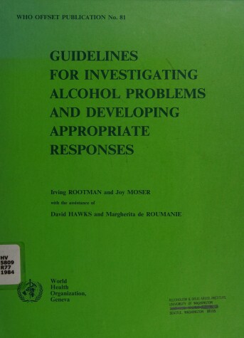 Cover of Guidelines for investigating alcohol problems and developing appropriate responses