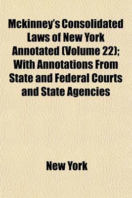 Book cover for McKinney's Consolidated Laws of New York Annotated Volume 22; With Annotations from State and Federal Courts and State Agencies