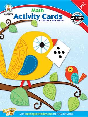 Book cover for Math Activity Cards for School and Home, Grade K