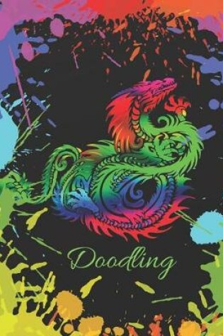 Cover of Rainbow Green Dragon Colorful Splatter Cute Gift Sketch Book Blank Paper Pad Journal for Doodling Sketching Coloring or Writing