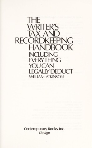 Book cover for Writers Tax/Record Keeping Bk