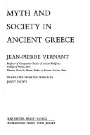 Cover of Myth and Society in Ancient Greece