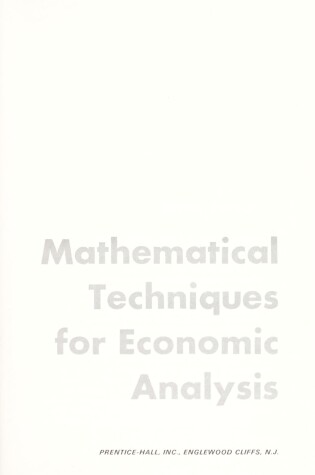 Cover of Mathematical Techniques for Economic Analysis