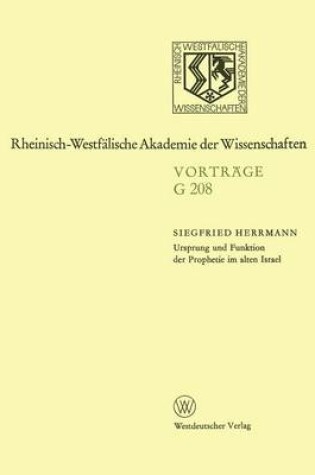 Cover of Ursprung Und Funktion Der Prophetie Im Alten Israel