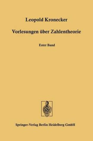 Cover of Vorlesungen UEber Zahlentheorie