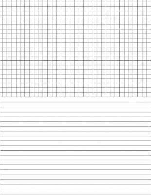 Book cover for Specialty Journal Paper Composition Notebook Half 4x4 Graph Grid / Half Lined Pages .25 X .25 4 Squares Per Inch (Coordinate / Quadrille Paper)