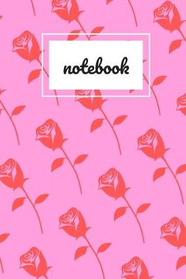 Book cover for Red rose print pink notebook