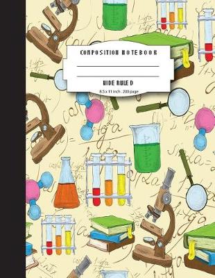 Book cover for Composition notebook wide ruled 8.5 x 11 inch 200 page, Colorful fun lab and science