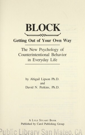 Book cover for Block--Getting out of Your Own Way