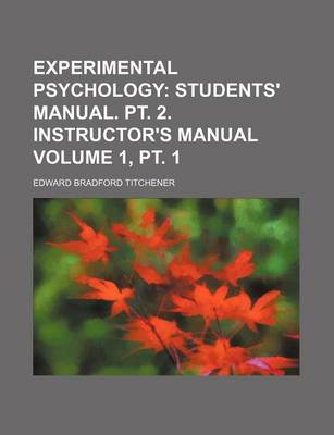 Book cover for Experimental Psychology Volume 1, PT. 1