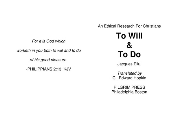 Book cover for To Will and to Do