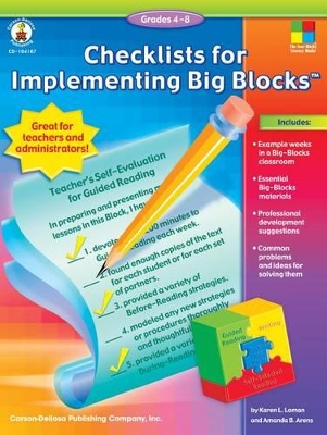 Book cover for Checklists for Implementing Big Blocks(tm), Grades 4 - 8