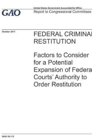 Cover of Federal Criminal Restitution