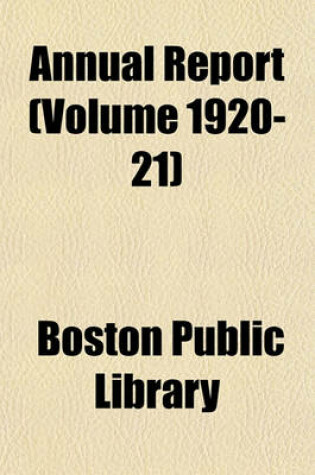 Cover of Annual Report (Volume 1920-21)