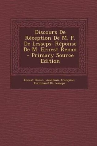 Cover of Discours de Reception de M. F. de Lesseps