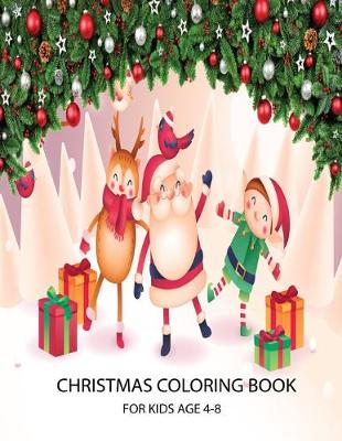 Book cover for Christmas coloring book for kids age 4-8