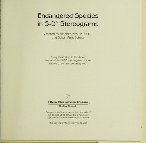 Book cover for Endangered Species in 5-D Stereograms