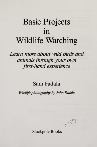 Cover of Basic Projects in Wildlife Watching