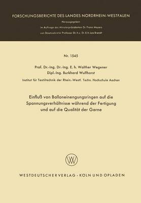 Book cover for Einfluss Von Balloneinengungsringen Auf Die Spannungsverhaltnisse Wahrend Der Fertigung Und Auf Die Qualitat Der Garne