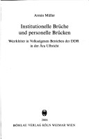 Cover of Institutionelle Bruche Und Personelle Brucken