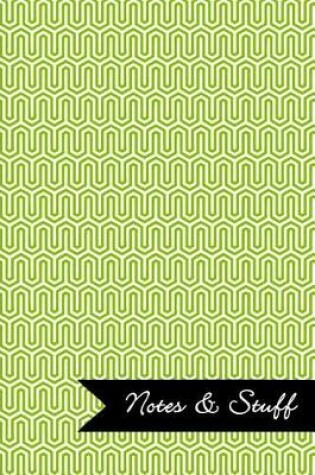 Cover of Notes & Stuff - Lined Notebook with Lime Green Key Maze Pattern Cover