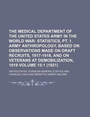 Book cover for The Medical Department of the United States Army in the World War Volume 15