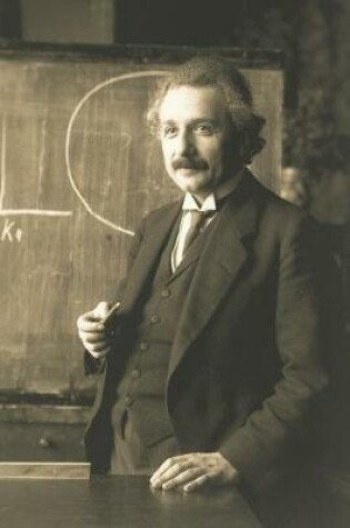 Cover of Albert Einstein Standing in front of a Blackboard - Blank Lined Notebook