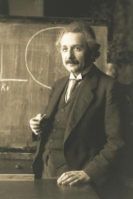 Book cover for Albert Einstein Standing in front of a Blackboard - Blank Lined Notebook