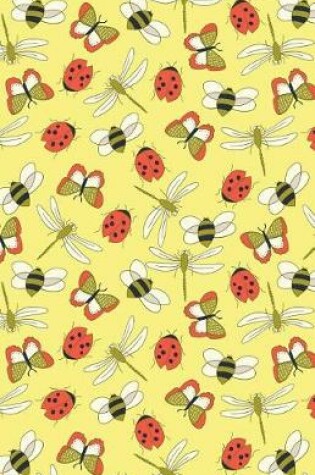 Cover of Journal Notebook Dragonflies, Bees and Ladybugs Pattern - Yellow