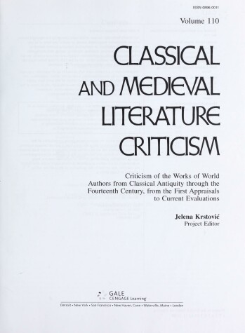 Book cover for Classical and Medieval Literature Criticism